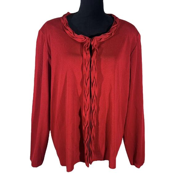 Exclusively Misook Red Cardigan Sweater Snap Front Long Sleeve Plus Size 2X - Picture 1 of 6